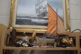 Quantity of various coastal related decorative items including model boats, fishermen etc
