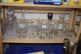 Collection of various glass ware including decanters