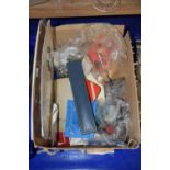 Box containing a large quantity of various buttons, trims etc