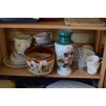 Mixed Lot: Various ceramics and glass to include jardiniere, large floral vase, tea wares etc