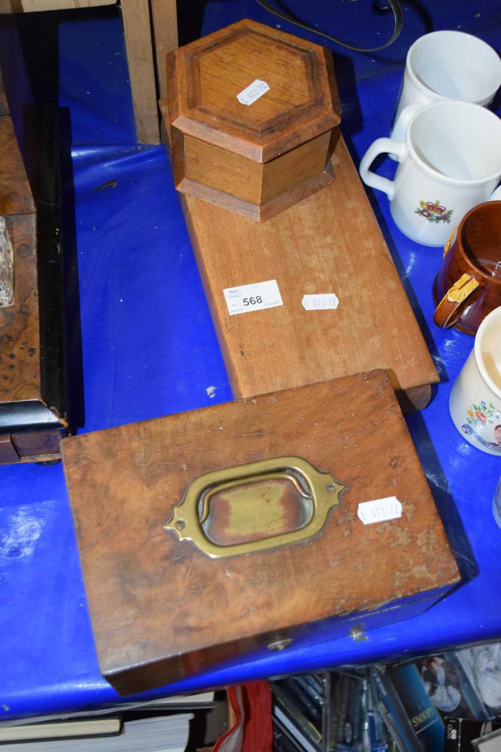 Three various wooden boxes