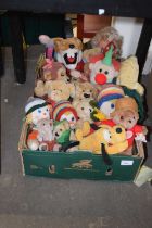 Box of various cuddly toys