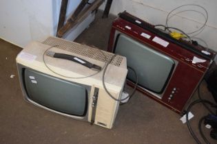 Two vintage portable televisions