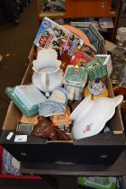 Box containing a quantity of various clearance sundries including china, Treen etc