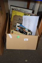 Box containing a quantity of various records including singles, gramophone and albums