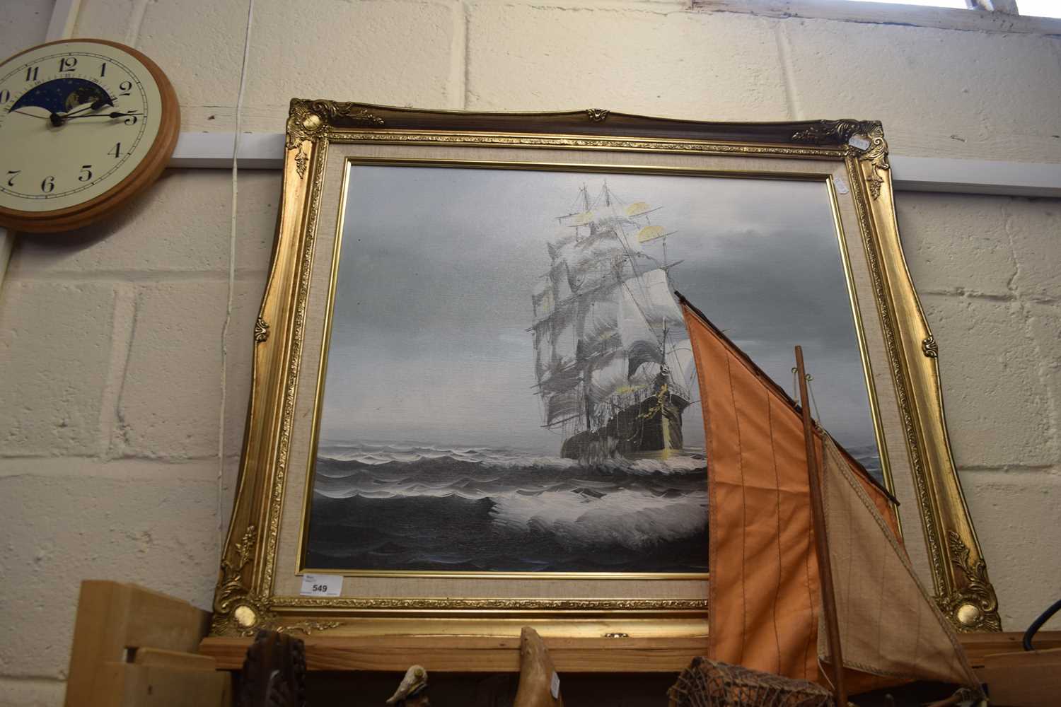 Modern reproduction signed Garrison tall ship in sale