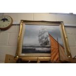 Modern reproduction signed Garrison tall ship in sale