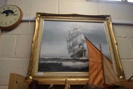 Modern reproduction signed Garrison tall ship in sale
