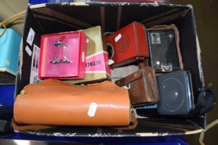 Box containing a quantity of various cameras, radios etc