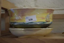 Two Royal Doulton "Famous Ships" pieces, "Hydra" dish together with "Active" fruit bowl