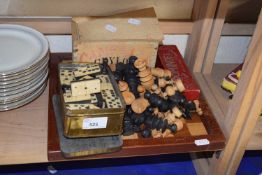 Selection of various games including vintage bone faced dominoes
