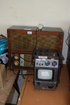 Vintage wooden cased Ekco wireless together with an NEC 5000 miniature television