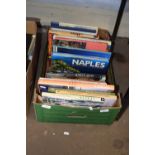 Box containing a quantity of various books, mainly travel related