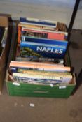 Box containing a quantity of various books, mainly travel related