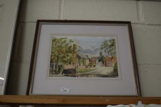 Martin Sexton watercolour of a Suffolk Village scene, approx 26 x 33cm