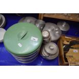 Quantity of metal kitchen wares including cake tin etc