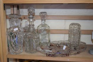 Collection of various glass ware including Bohemian style hors d'oeuvres dish