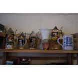 Collection of various beer steins, miniature character jug etc