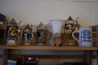 Collection of various beer steins, miniature character jug etc