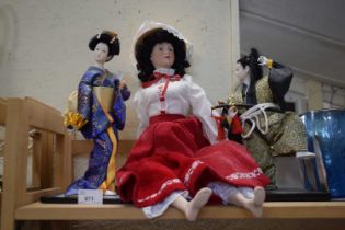 Three various modern world dolls