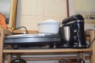 Various kitchen wares including George Foreman grill, mixer etc