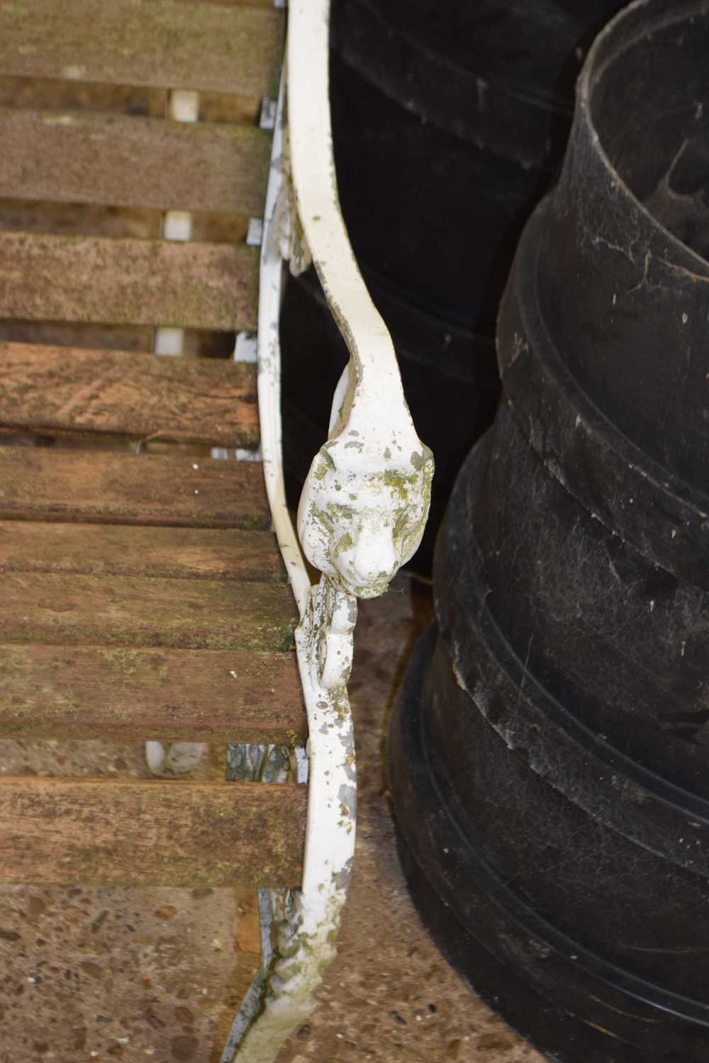 Garden bench with decorative cast iron ends - Image 2 of 2