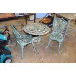 Cast garden bistro set, table and two chairs