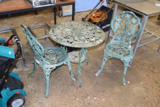 Cast garden bistro set, table and two chairs
