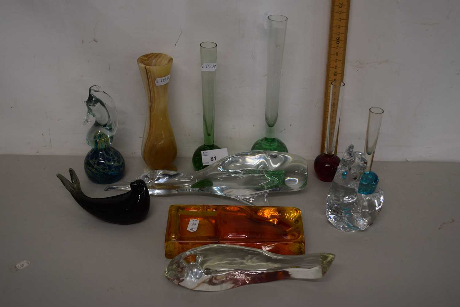 Mixed Lot: Various Art Glass vases, ashtray, ornaments etc