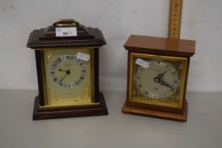Two modern mantel clocks, one marked Elliott, London Street Jewellers, Norwich, the other marked