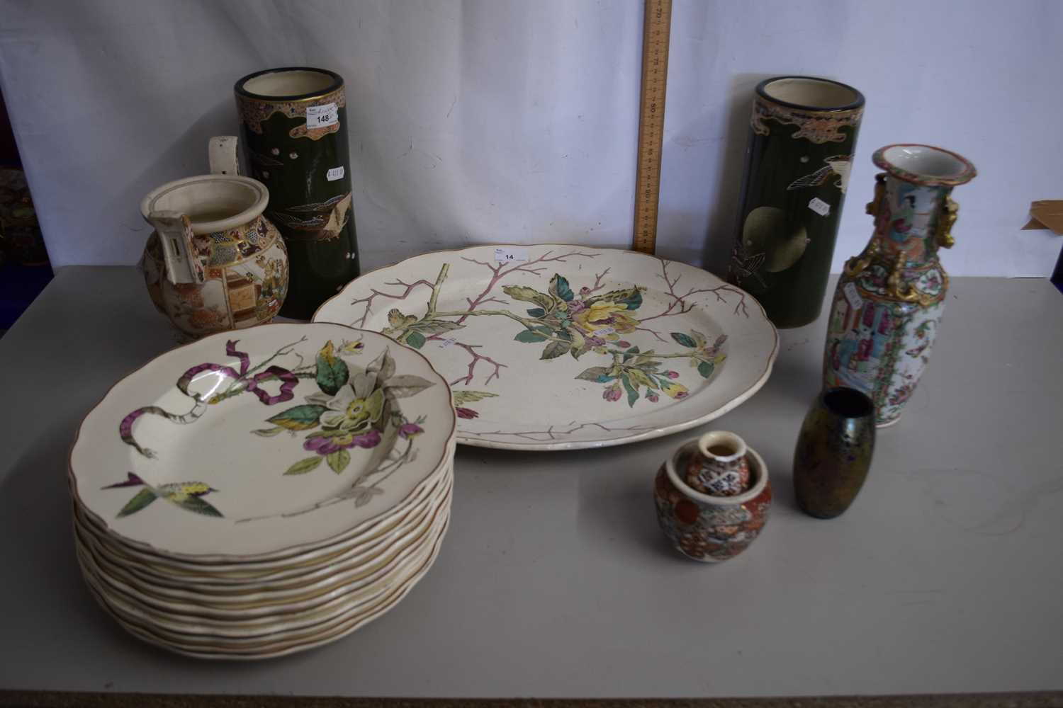 Mixed Lot: Ceramics including a set of twelve large soup plates and a large meat plate by Powell,