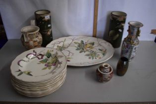 Mixed Lot: Ceramics including a set of twelve large soup plates and a large meat plate by Powell,
