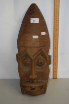 A hardwood African wall mask