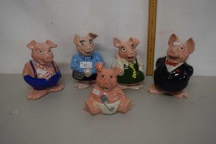 Group of five Wade Nat West pigs