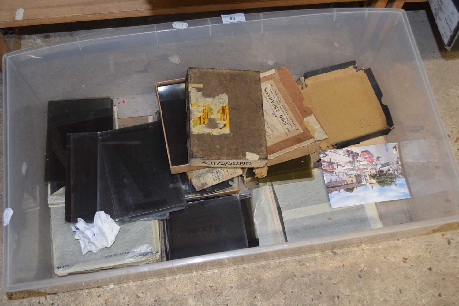 Box of various glass photographic slides, ships and shipping interest