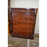 A large Victorian mahogany five drawer chest for repair