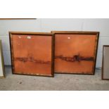 A pair of modern abstract prints, framed and glazed
