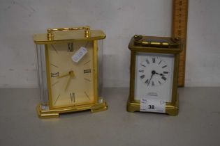 A brass cased carriage clock marked Hawley & Co, Regent St, London together with a further battery