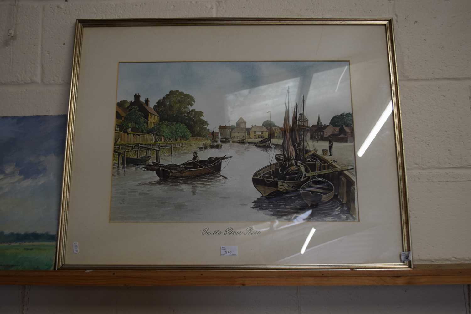 19th Century East Anglian watercolour entitled On The River Bure, monogram JG lower left, 40 x 56cm