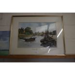 19th Century East Anglian watercolour entitled On The River Bure, monogram JG lower left, 40 x 56cm