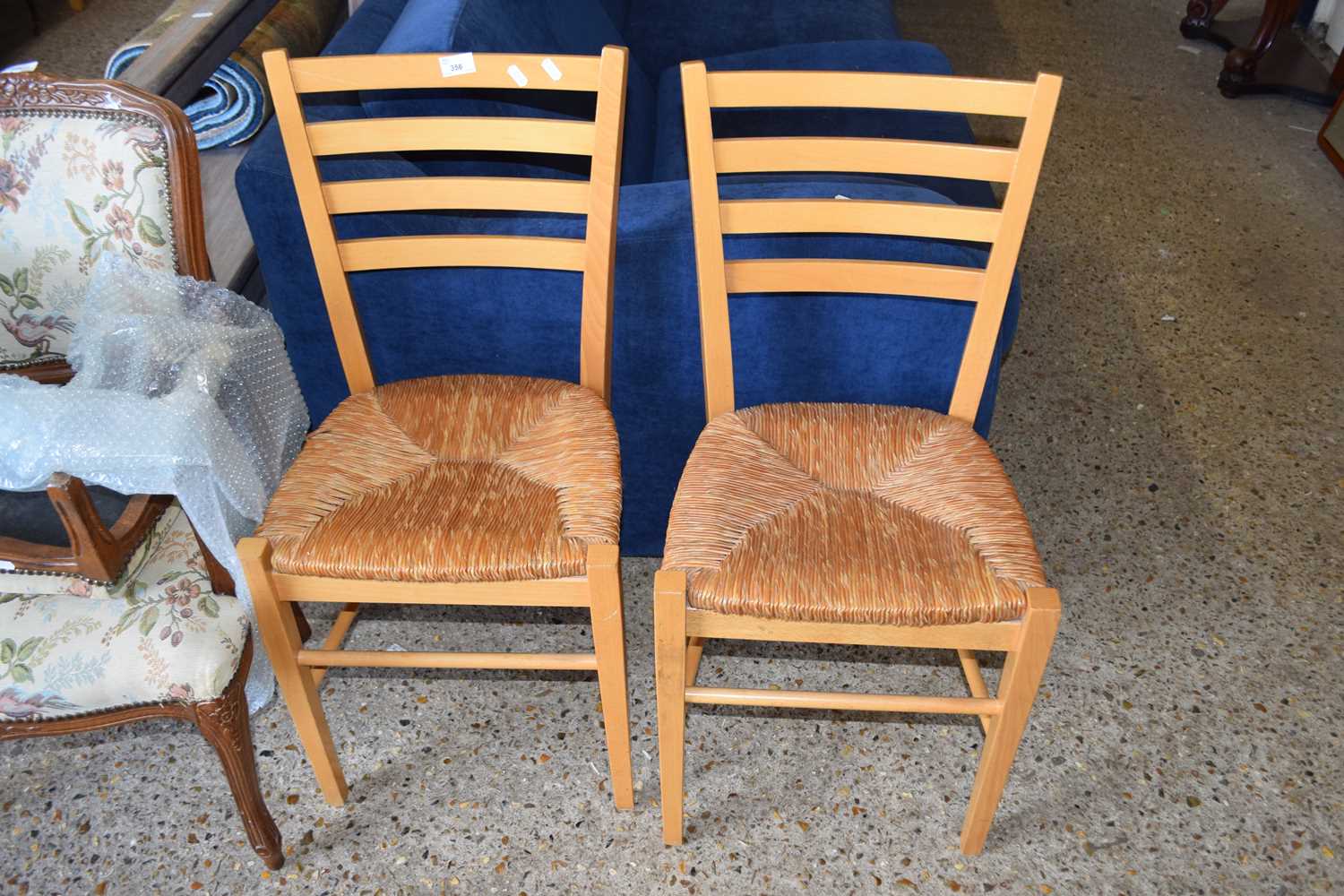 Pair of modern rush seat kitchen chairs
