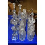 Mixed Lot: Various decanters, glass candlesticks etc