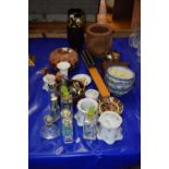 Mixed Lot: Various vases, a carved gourde, small Crown Derby pin dish, various modern empty