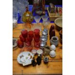 Mixed Lot: Various assorted glass wares to include cranberry glass wines plus further drinking