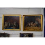 A pair of late 19th or early 20th Century studies of kittens on canvas, set in gilt frames,