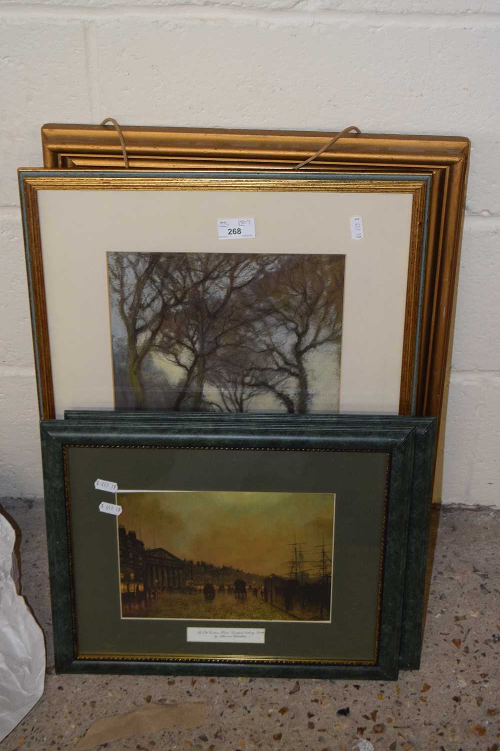 Mixed Lot: Assorted pictures to include prints after Atkinson Grimshaw, a watercolour of the Menai