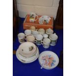 A collection of children's china to include Coalport boxed Basil Brush mug and bowl, Wedgwood