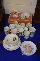 A collection of children's china to include Coalport boxed Basil Brush mug and bowl, Wedgwood