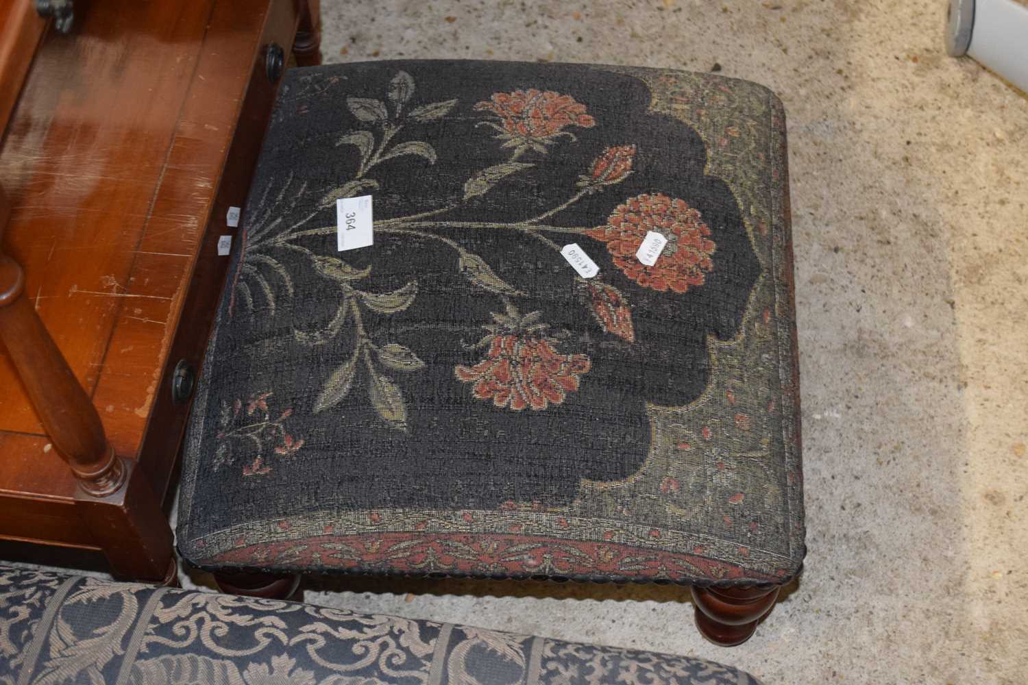 Small floral upholstered footstool