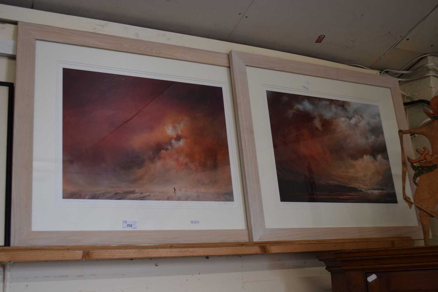 Boyce, pair of coloured prints Magestic Sky and Red Towel, signed in pencil, framed and glazed